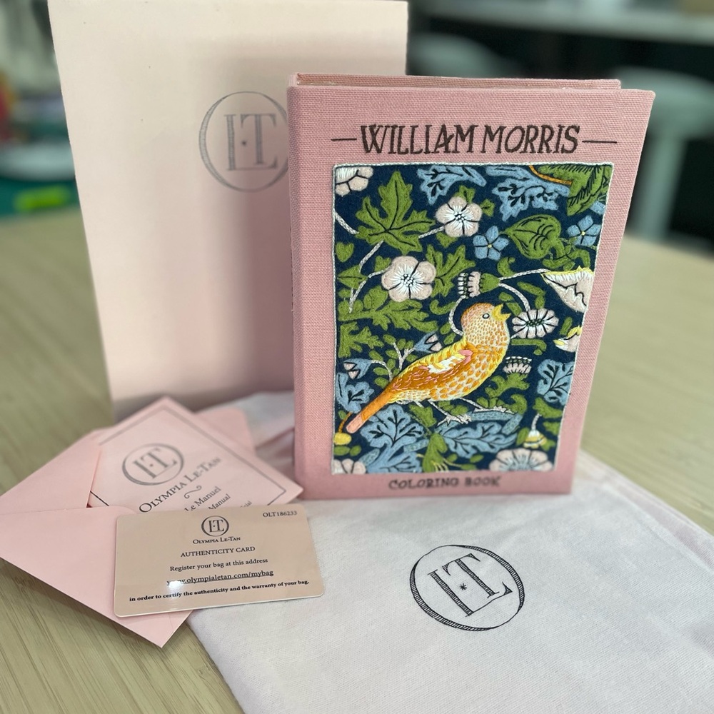 OLYMPIA LE-TAN William Morris Coloring Book Embroidered Appliquéd Canvas Clutch